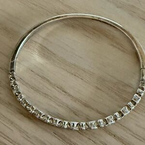 Silver Crystal Pavé Bangle Bracelet - Women Jewelry